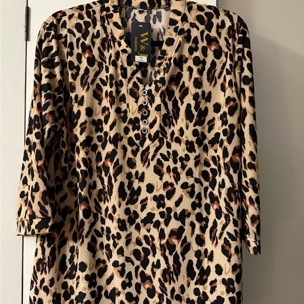 Leopard Print Button-Up Blouse